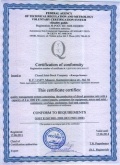 Сертификат соответствия системы менеджмента качества производства всей производимой продукции ООО Энерго-Статус